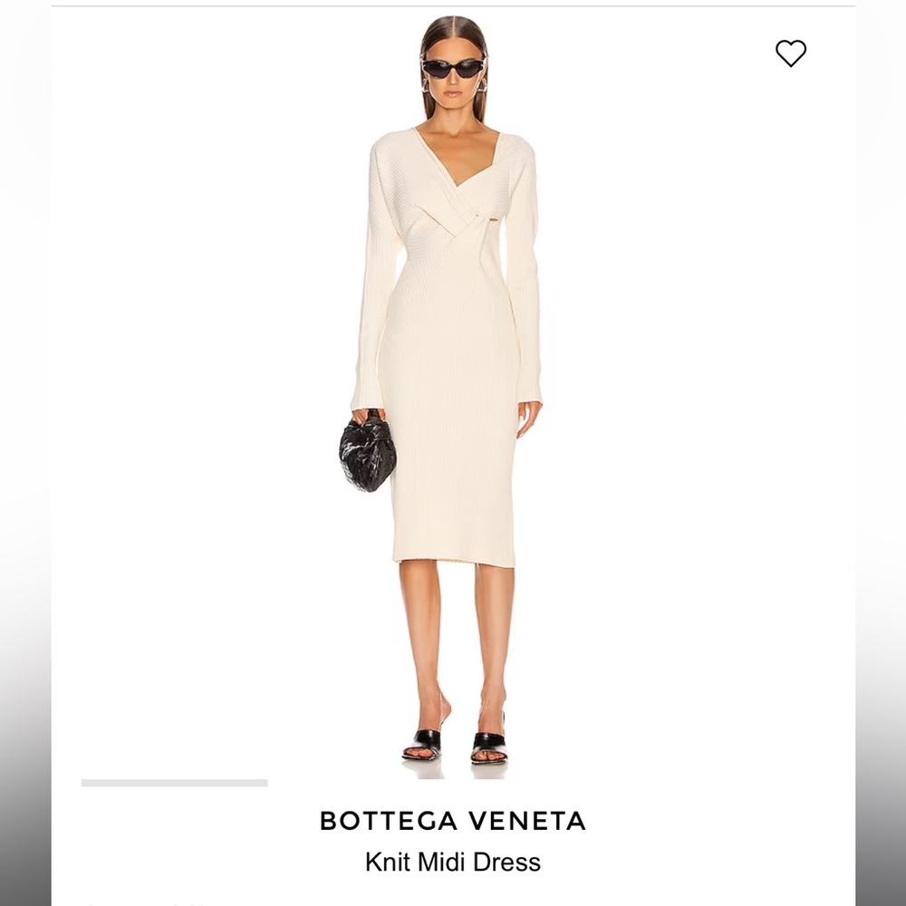 Bottega Veneta Cream Ribbed Knit Midi Dress
